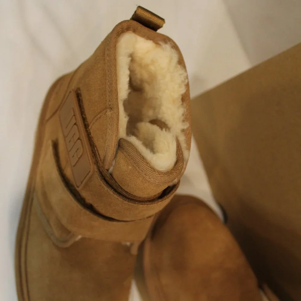 NIB UGG WOMEN'S PLATFORM CHESTNUT SUEDE SHEARLING LINED ANKLE BOOTS - Picture 6 of 8